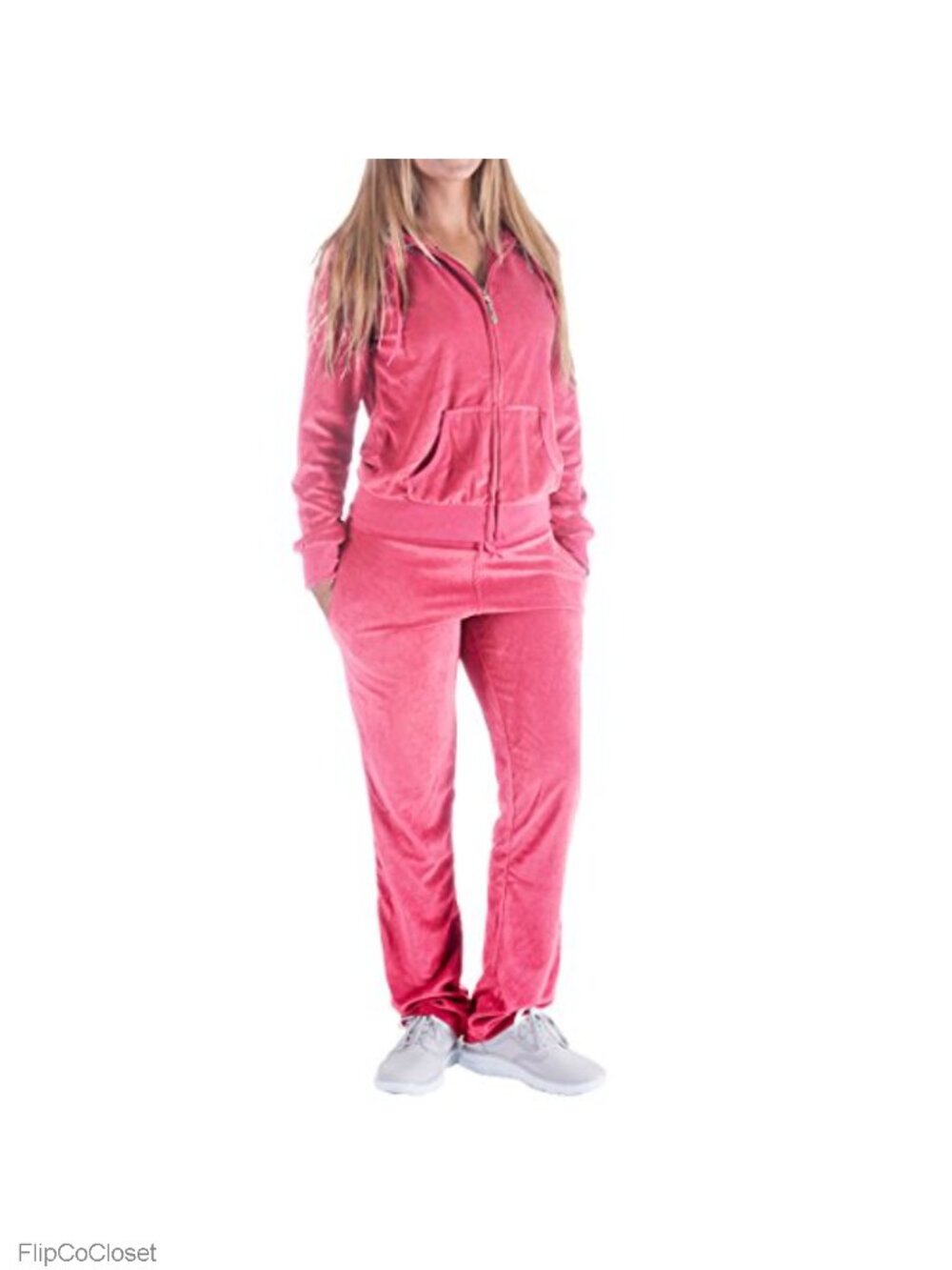 2 Piece Velvet Tracksuit Set Hoodie Sweatpants Cotton Polyester